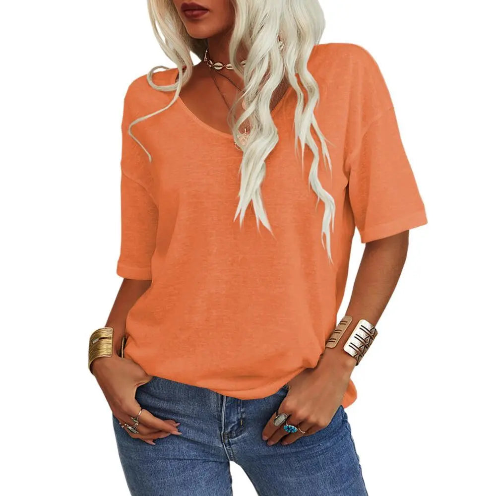 PiePieBuy Womens V Neck Soft Loose Fit T-Shirt