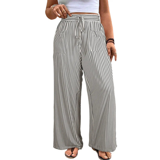 Eytino Plus Size Striped Wide Leg Pants