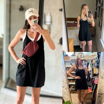 Tanming Women's Athletic Romper Dress with Pockets