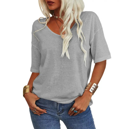 PiePieBuy Womens V Neck Soft Loose Fit T-Shirt